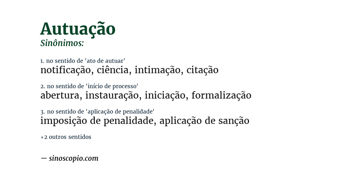 Sinônimo de autuação