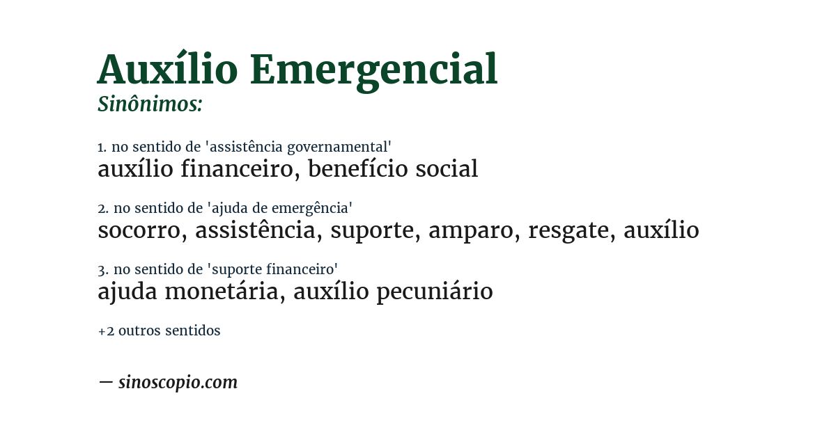Sinônimo de auxílio emergencial
