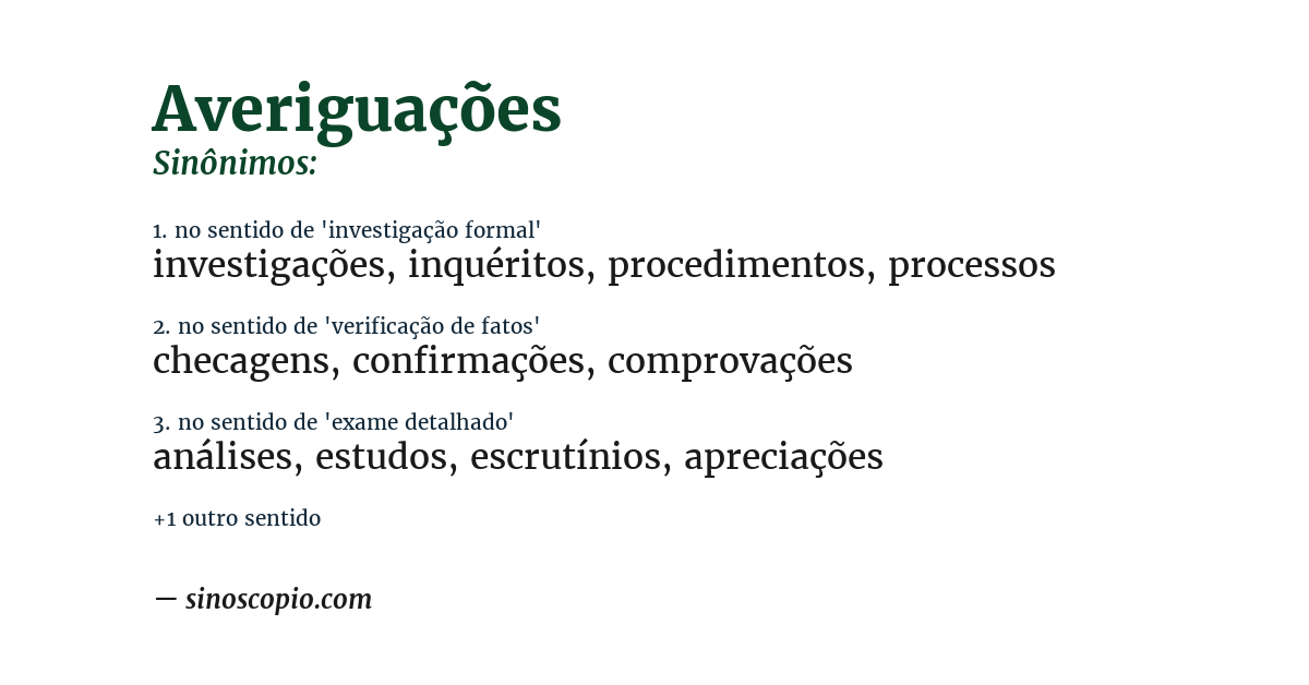 Sinônimo de averiguações