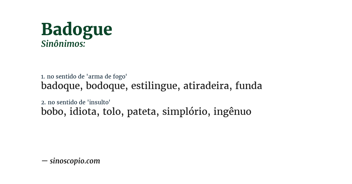 Sinônimo de badogue