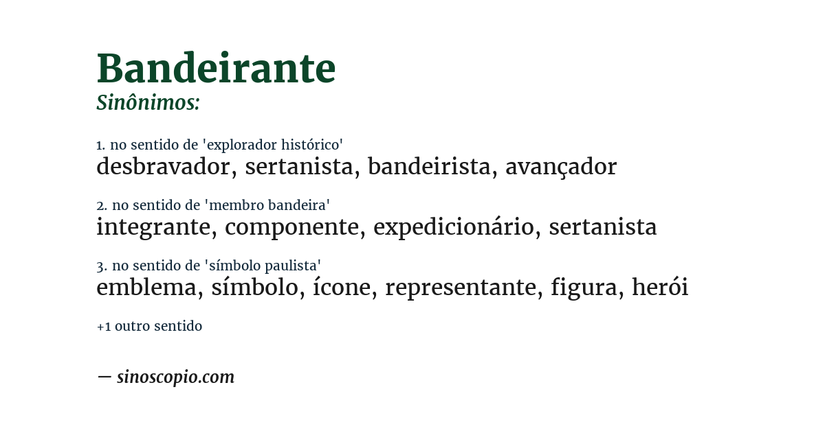 Sinônimo de bandeirante