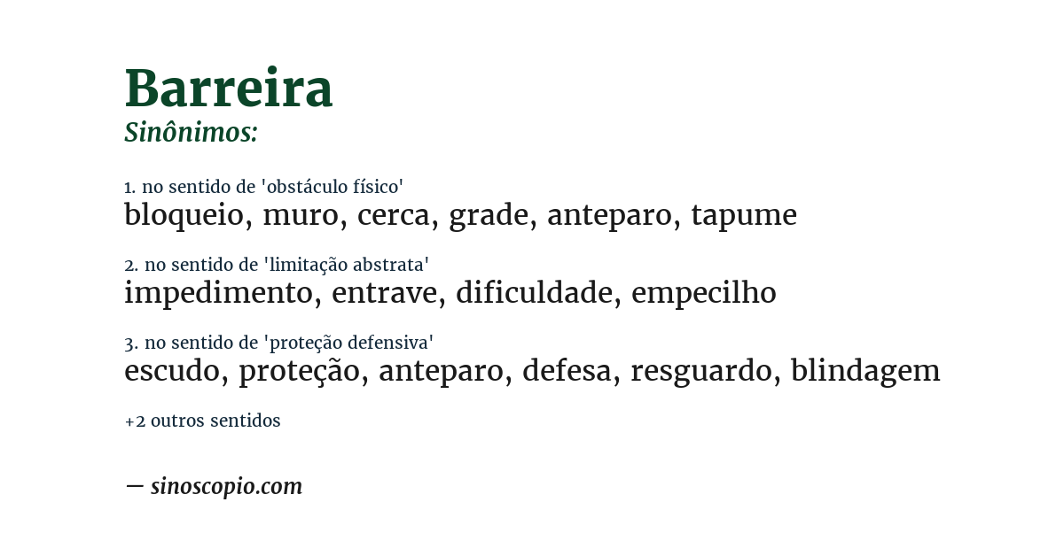 Sinônimo de barreira