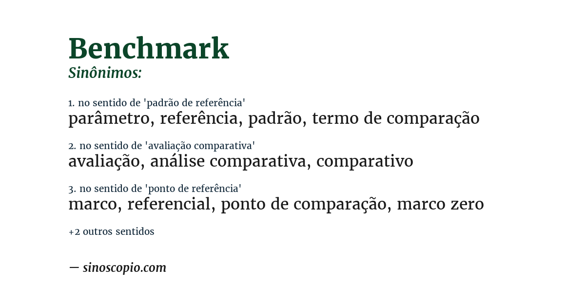 Sinônimo de benchmark