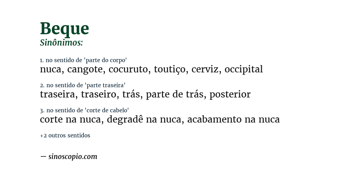Sinônimo de beque