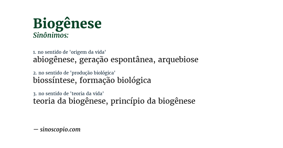 Sinônimo de biogênese