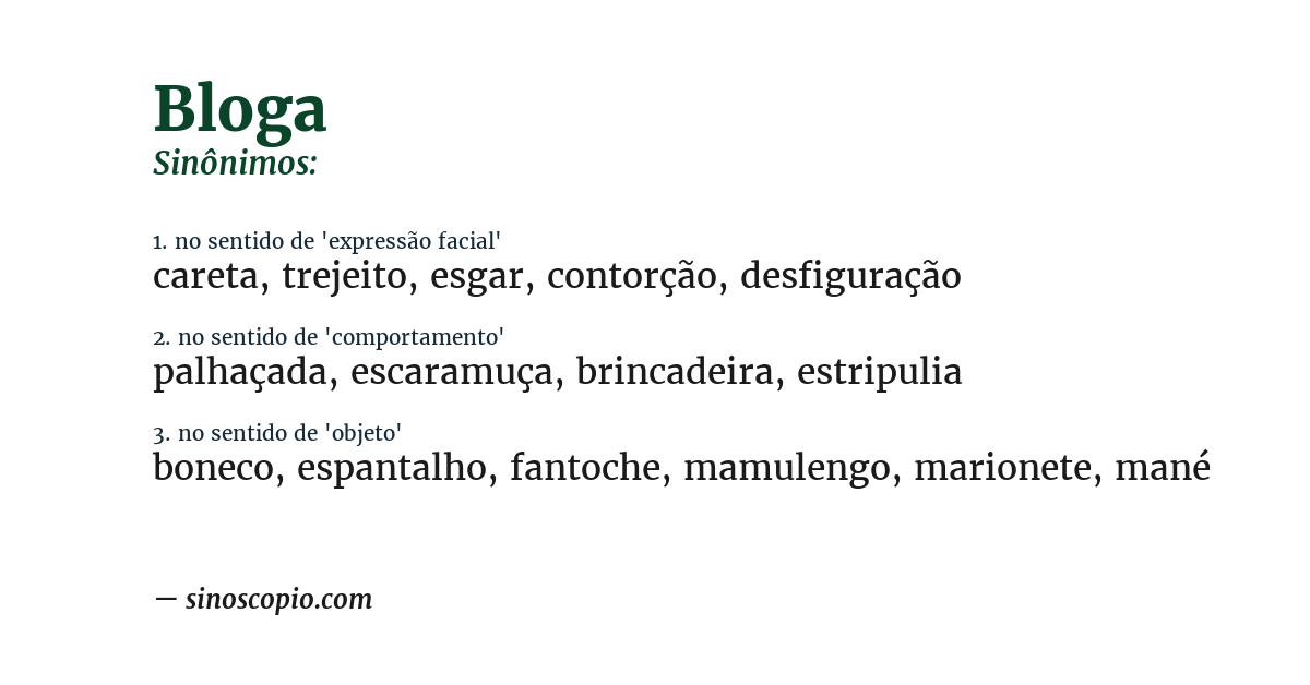 Sinônimo de bloga