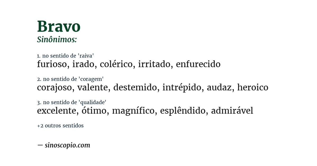 Sinônimo de bravo