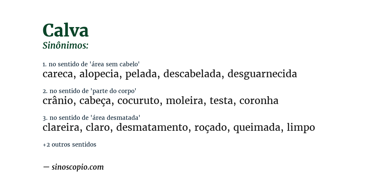 Sinônimo de calva