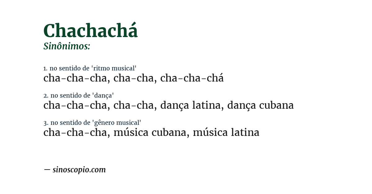 Sinônimo de chachachá