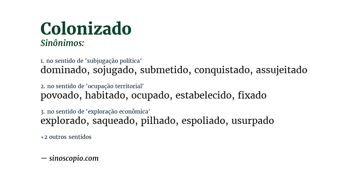 Sinônimo de colonizado