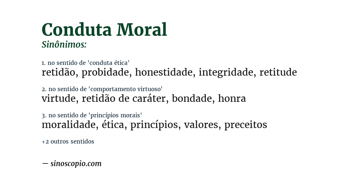 Sinônimo de conduta moral