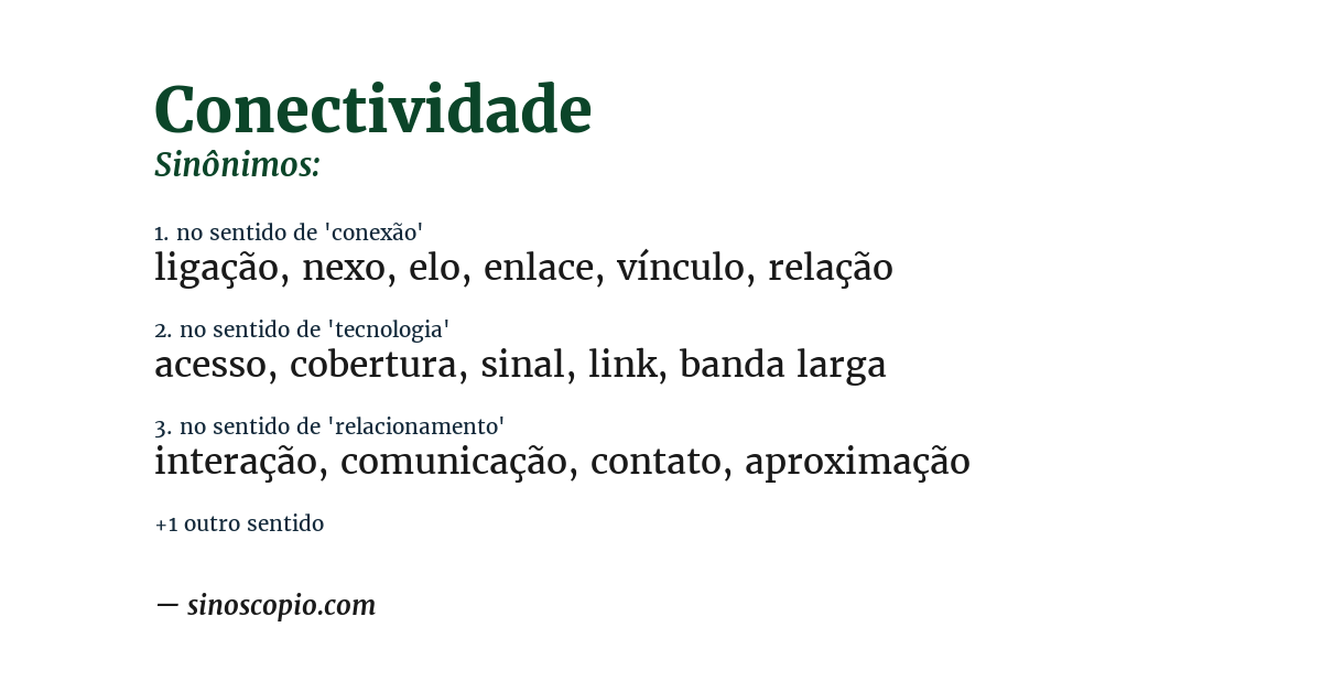 Sinônimo de conectividade