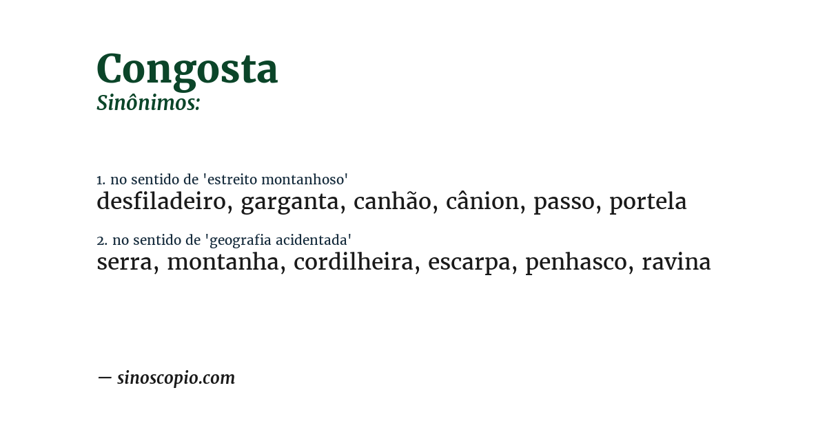Sinônimo de congosta