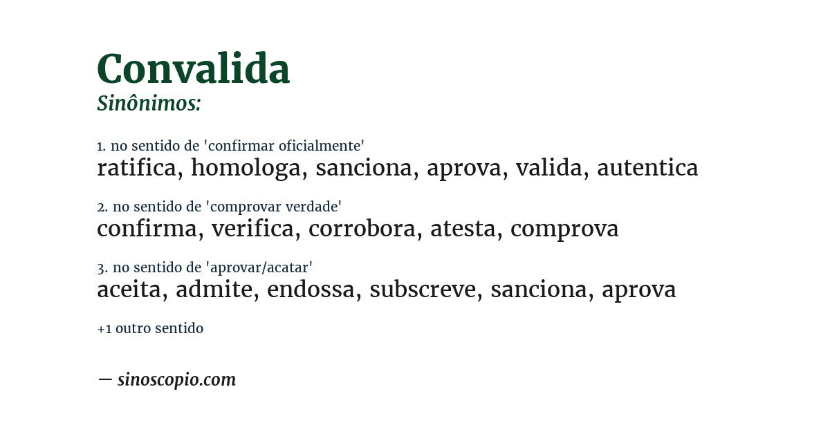 Sinônimo de convalida