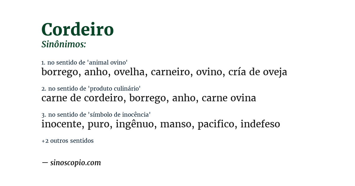 Sinônimo de cordeiro