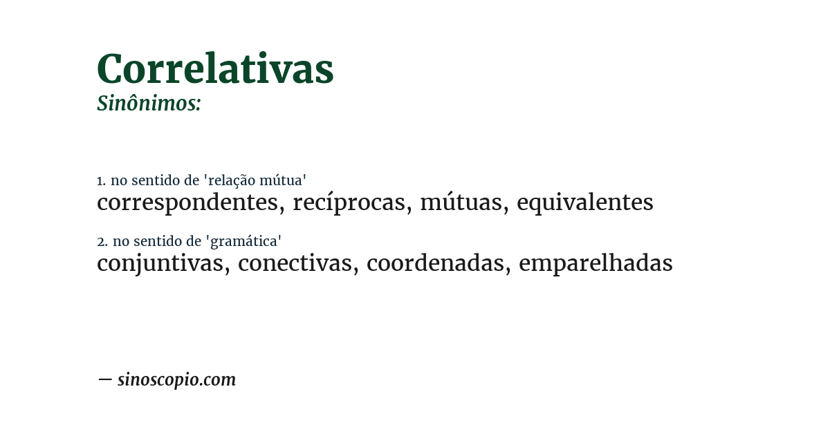 Sinônimo de correlativas