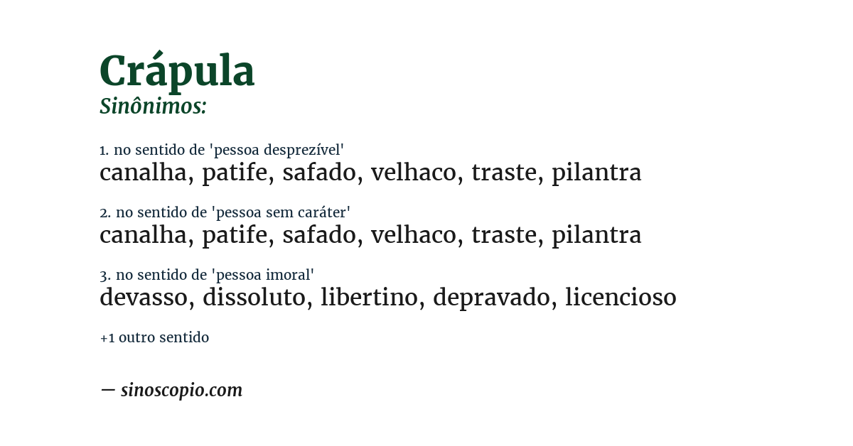Sinônimo de crápula