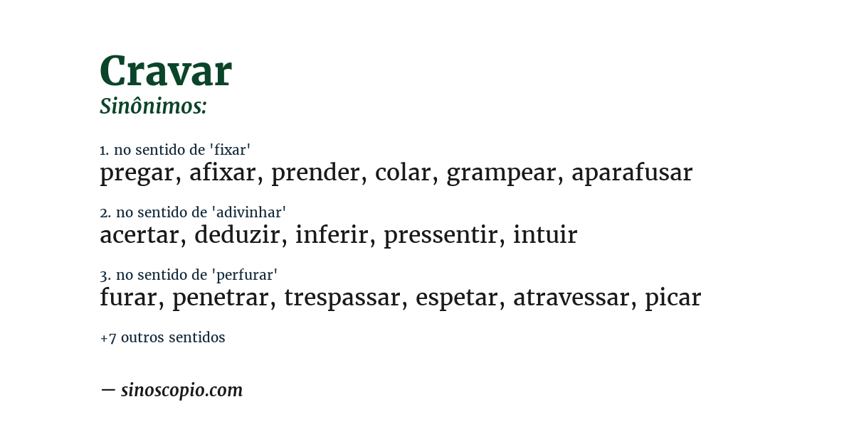 Sinônimo de cravar