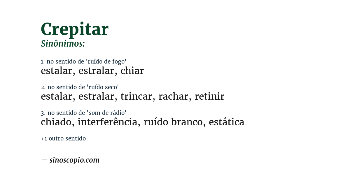 Sinônimo de crepitar