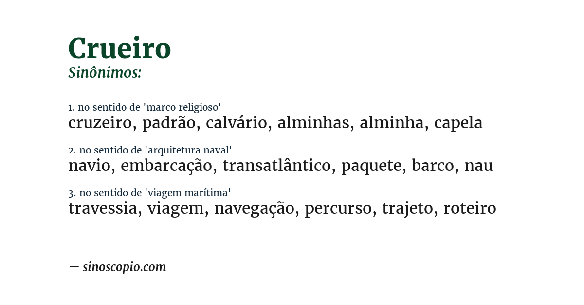 Sinônimo de crueiro