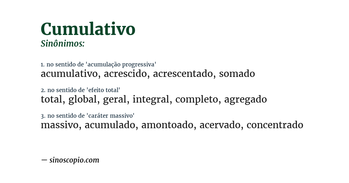 Sinônimo de cumulativo