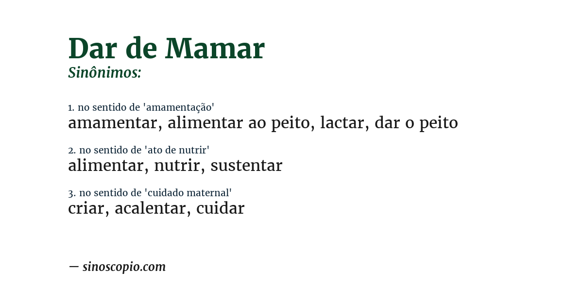 Sinônimo de dar de mamar