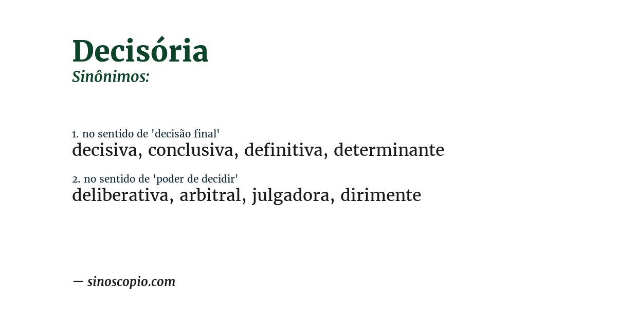 Sinônimo de decisória