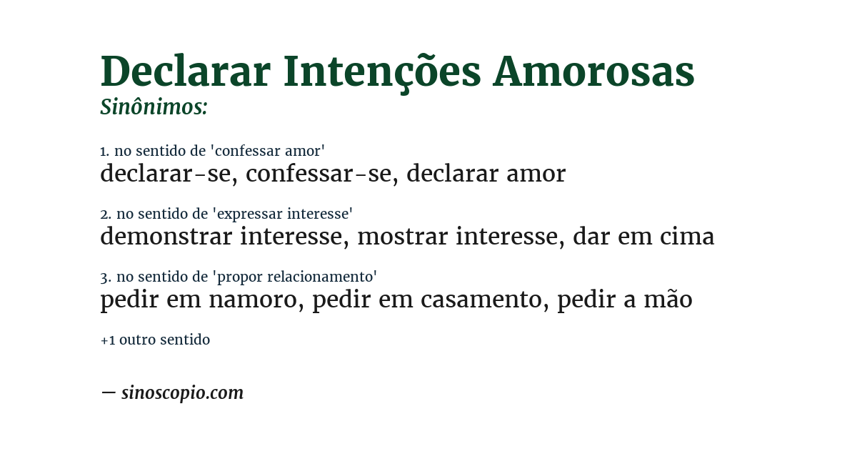 Sinônimo de declarar intenções amorosas