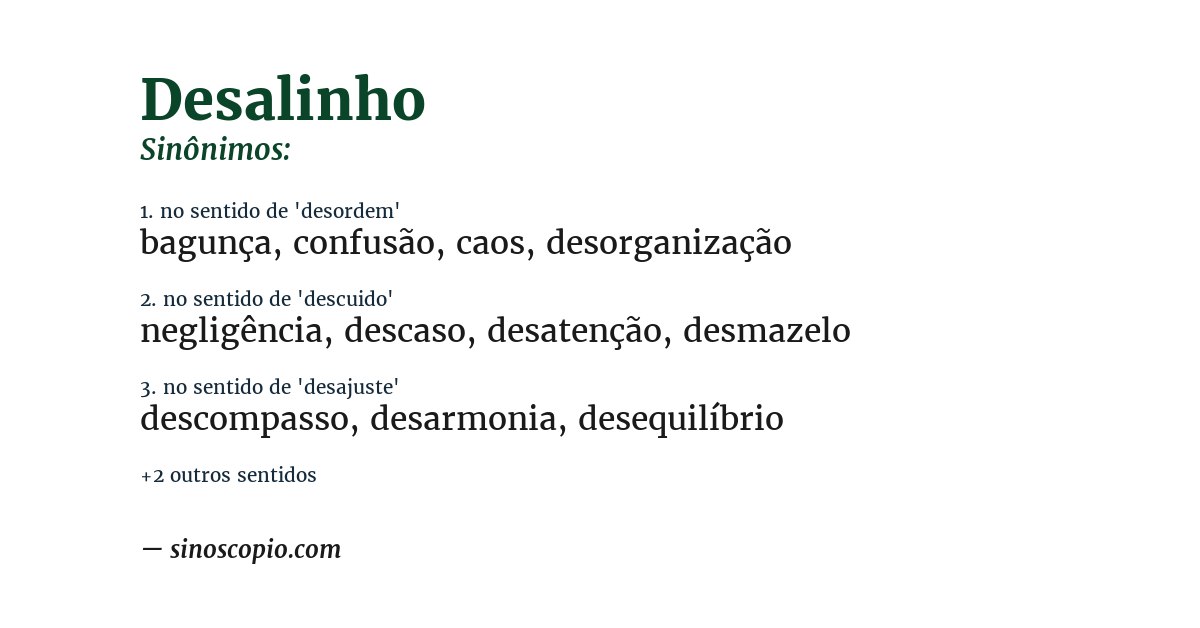 Sinônimo de desalinho