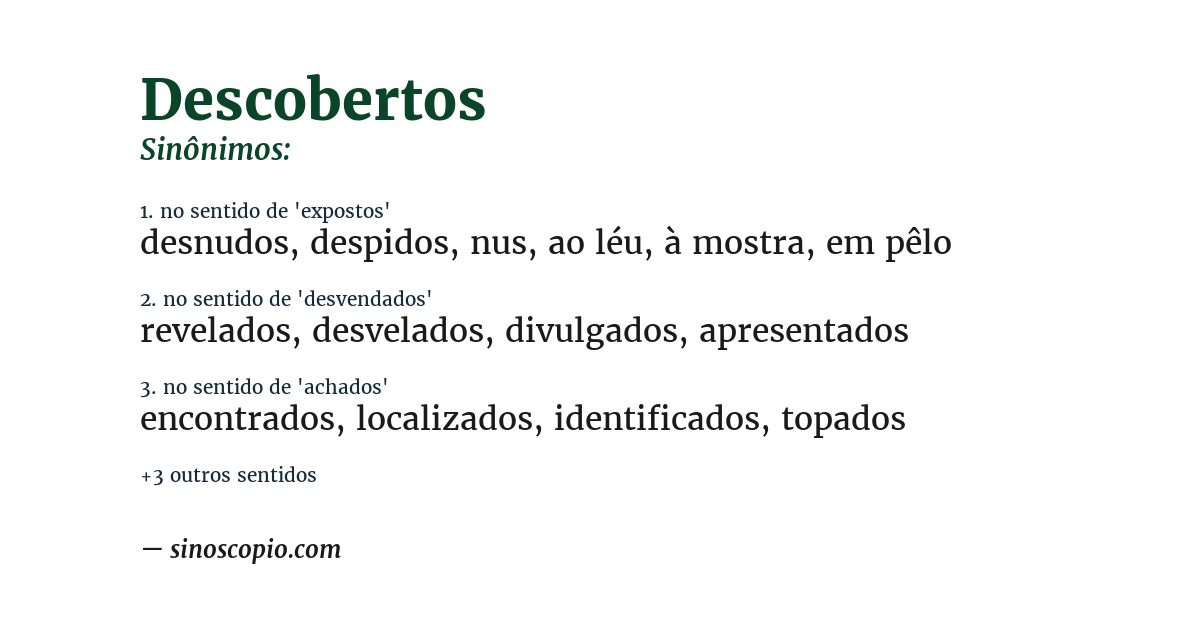 Sinônimo de descobertos