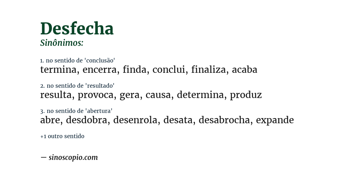 Sinônimo de desfecha