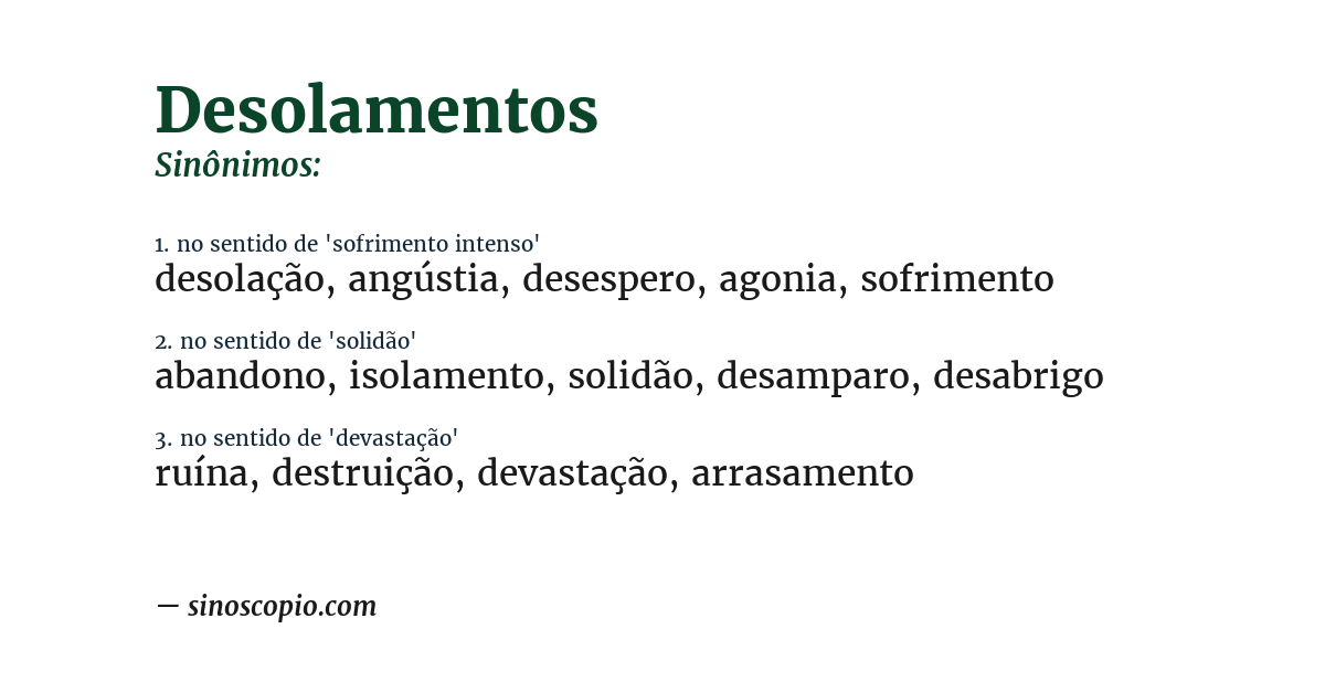 Sinônimo de desolamentos