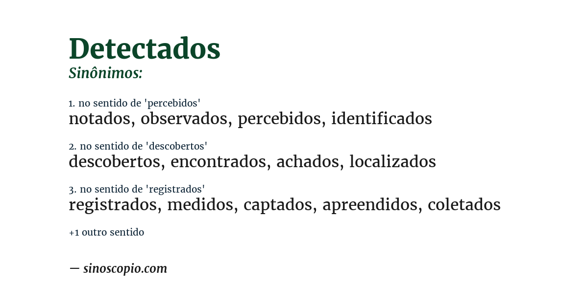 Sinônimo de detectados