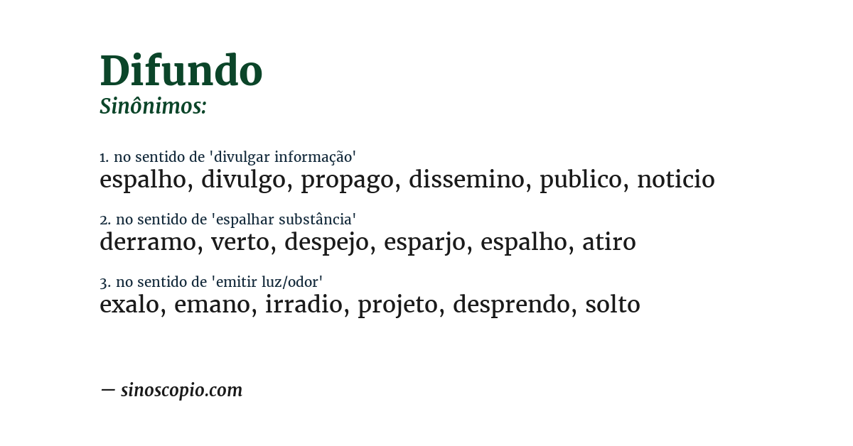 Sinônimo de difundo