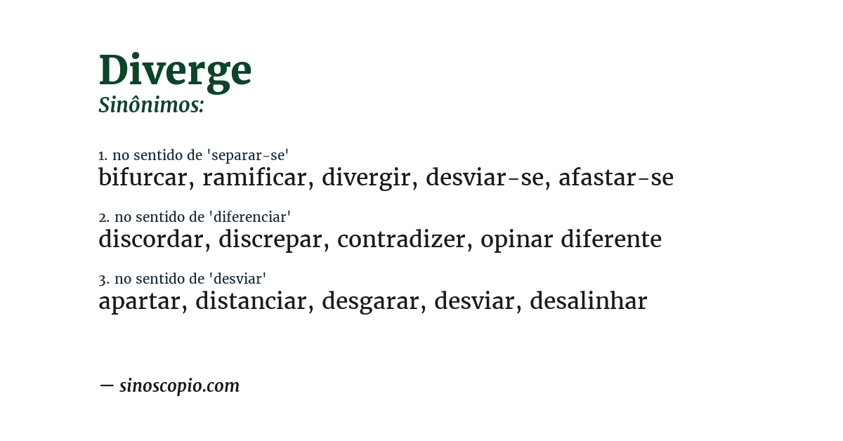 Sinônimo de diverge