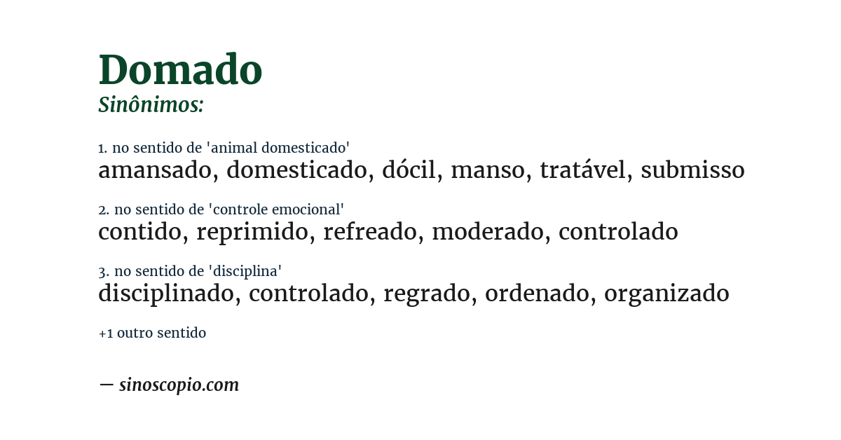 Sinônimo de domado