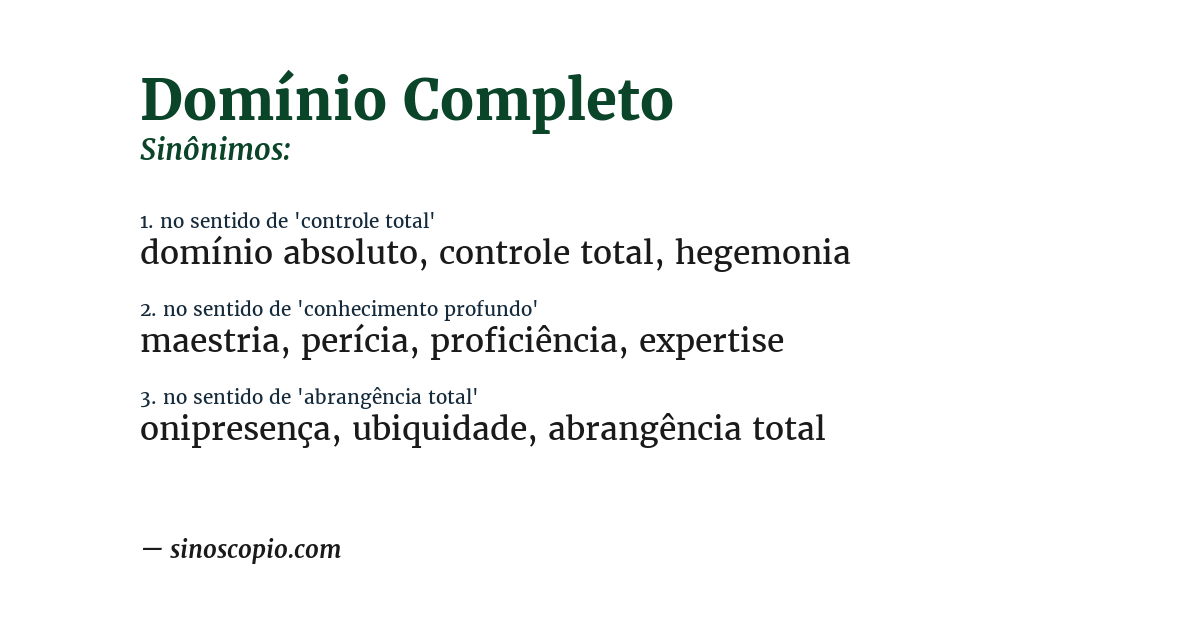 Sinônimo de domínio completo