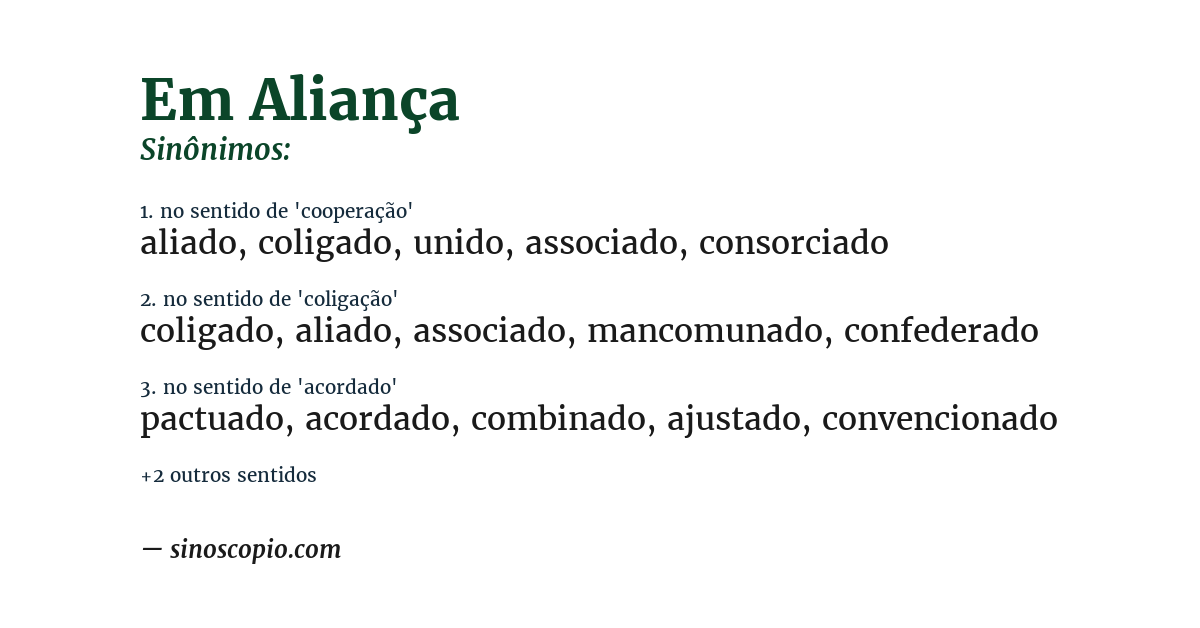 Sinônimo de em aliança