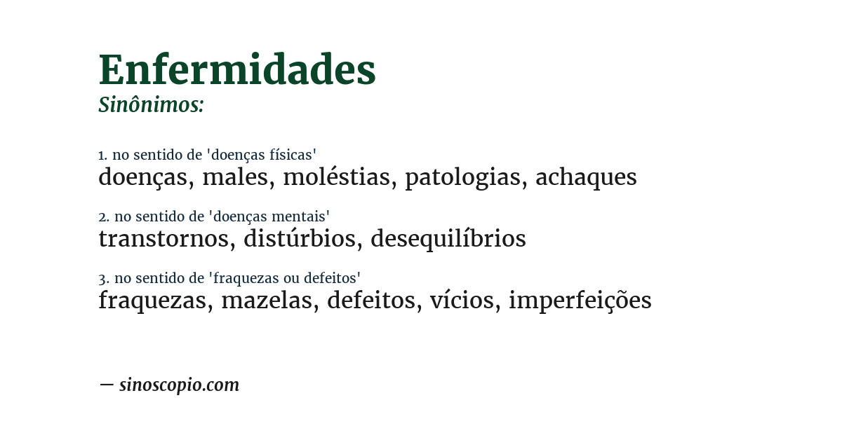 Sinônimo de enfermidades