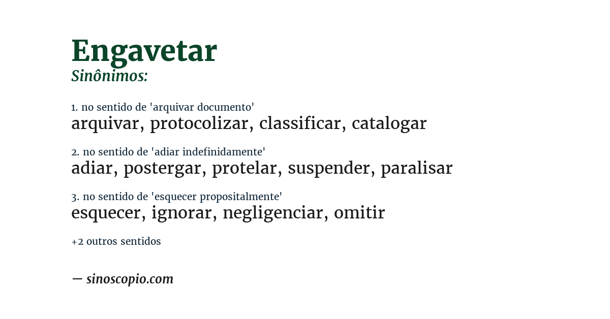 Sinônimo de engavetar