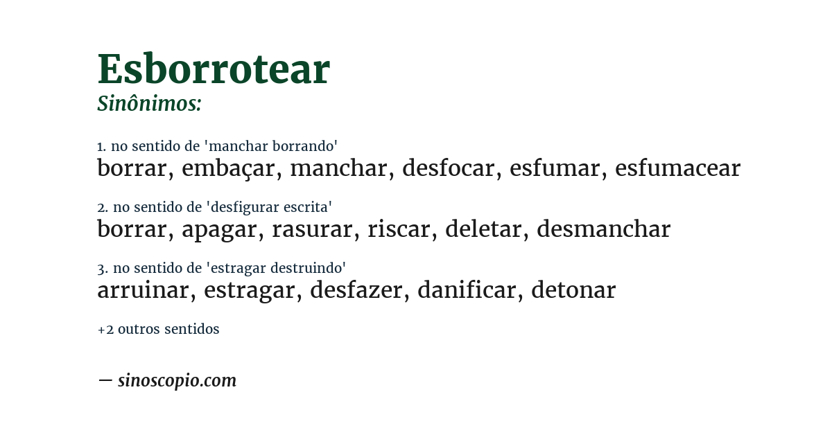 Sinônimo de esborrotear