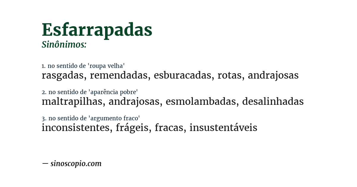 Sinônimo de esfarrapadas