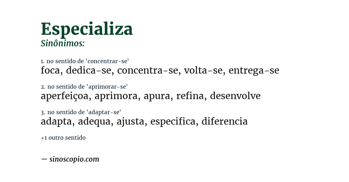 Sinônimo de especializa