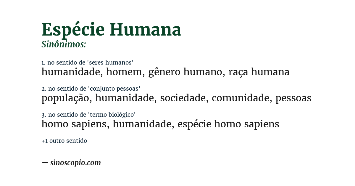 Sinônimo de espécie humana