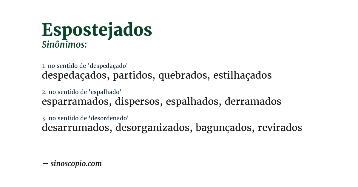 Sinônimo de espostejados