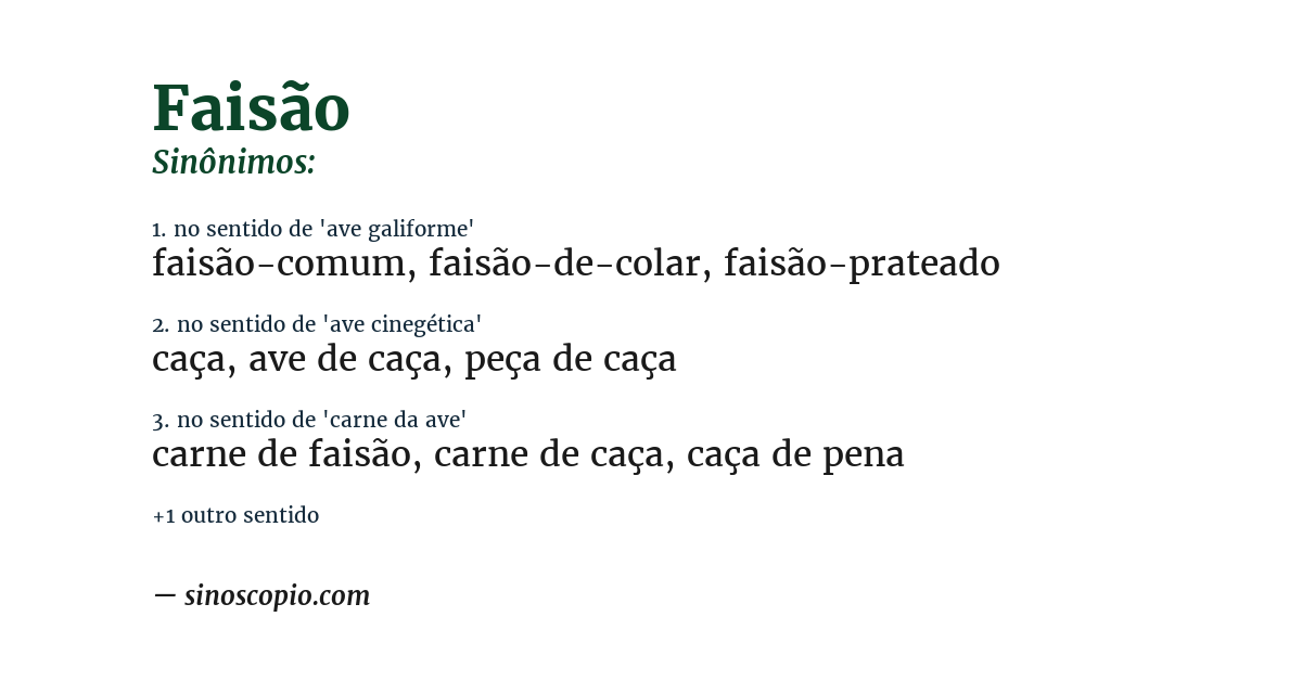 Sinônimo de faisão