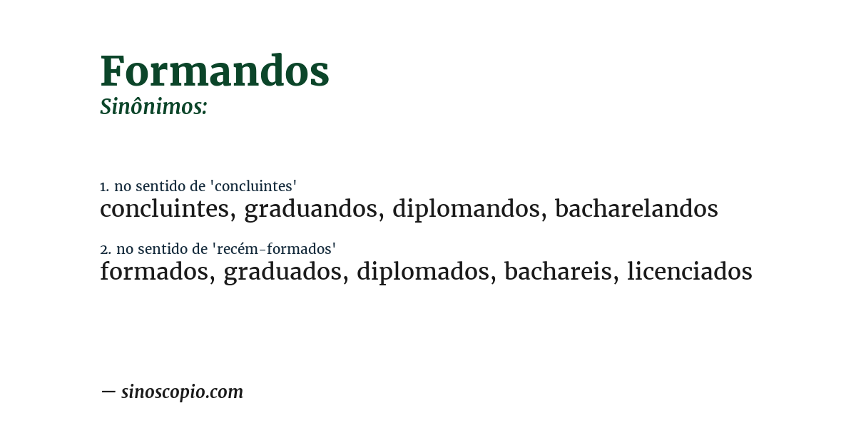 Sinônimo de formandos