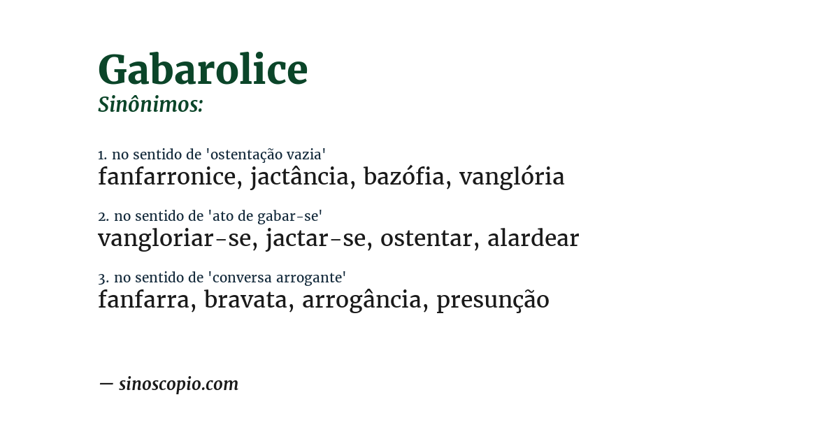 Sinônimo de gabarolice