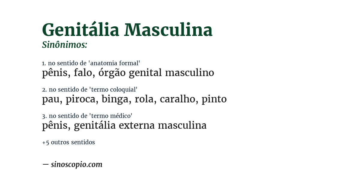 Sinônimo de genitália masculina