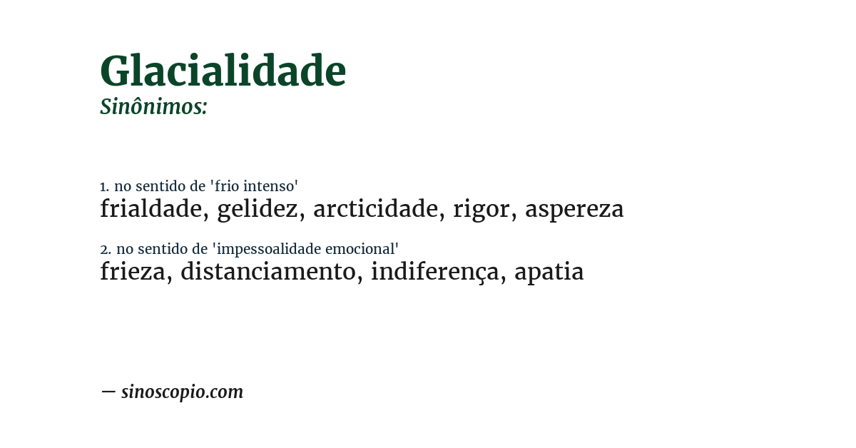Sinônimo de glacialidade